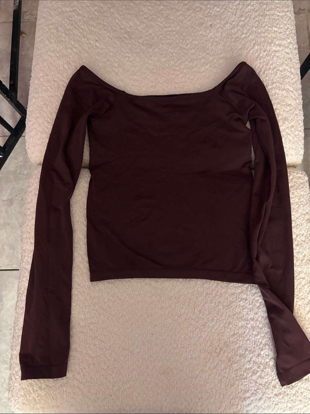 Forever 21 Off-Shoulder Long Sleeve Top in Brown
